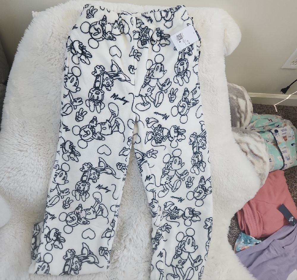 Mickey Mouse Print Pajama Pants fuzzy